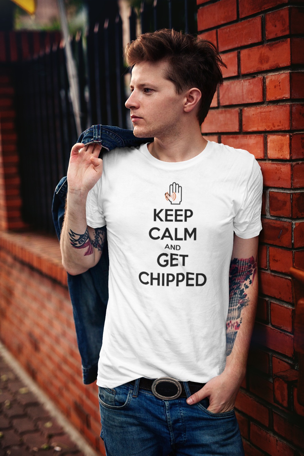 Upgraded Shirts - "KEEP CALM AND GET CHIPPED" - white