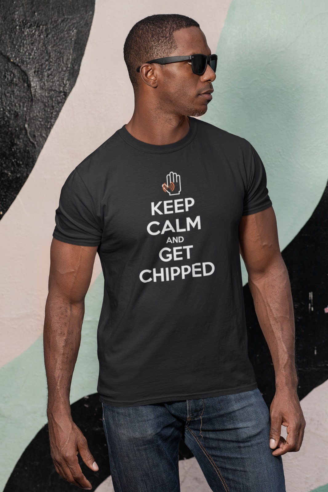 Upgraded Shirts - "KEEP CALM AND GET CHIPPED" - dark grey