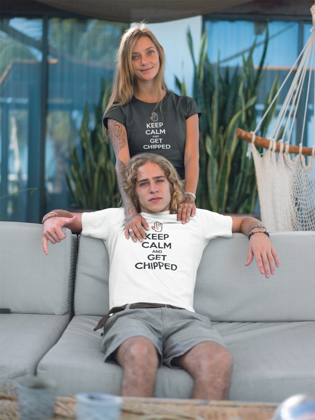 Upgraded Shirts - "KEEP CALM AND GET CHIPPED" - dark grey