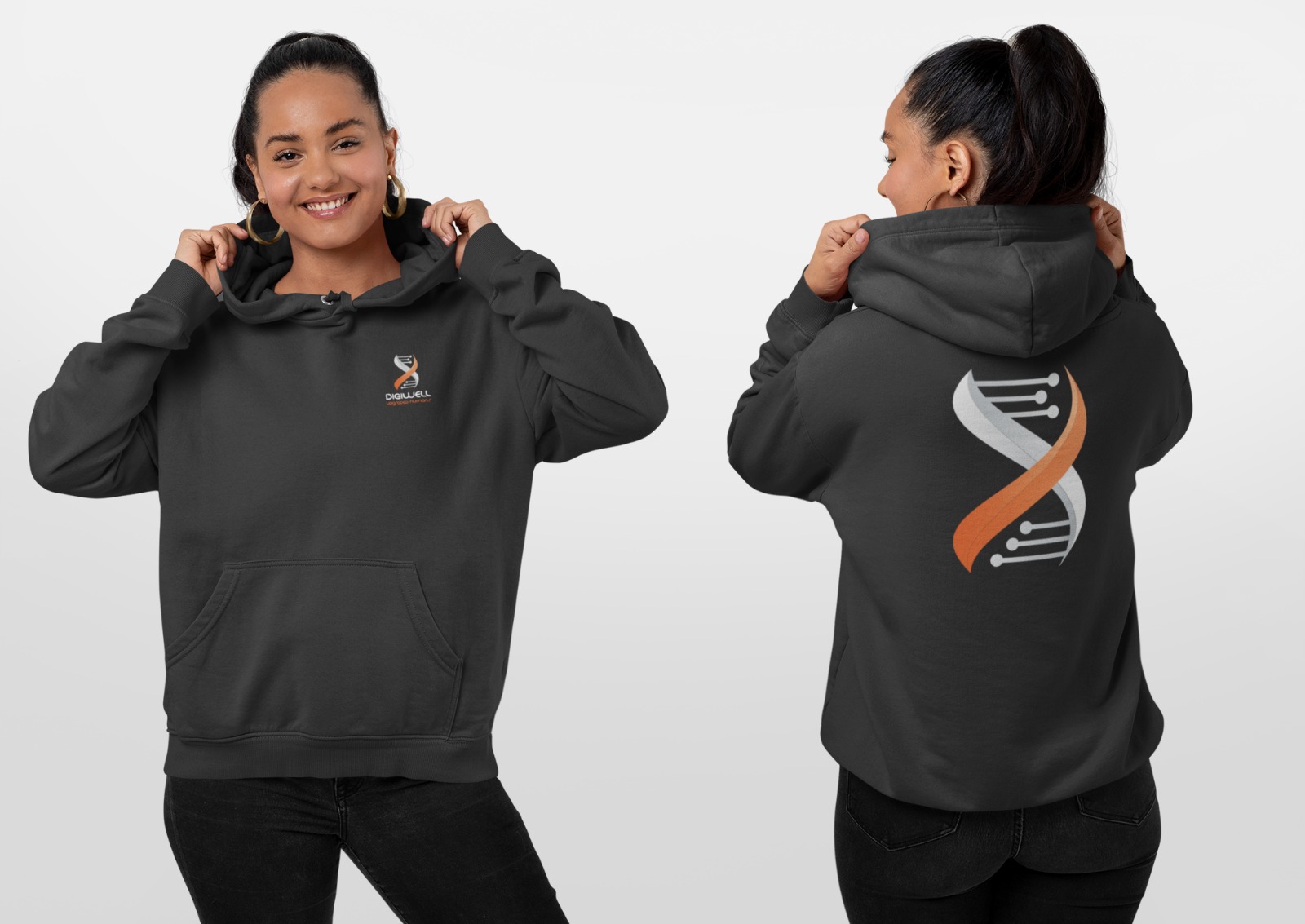 Upgraded Hoodies - "DNA" - dark grey